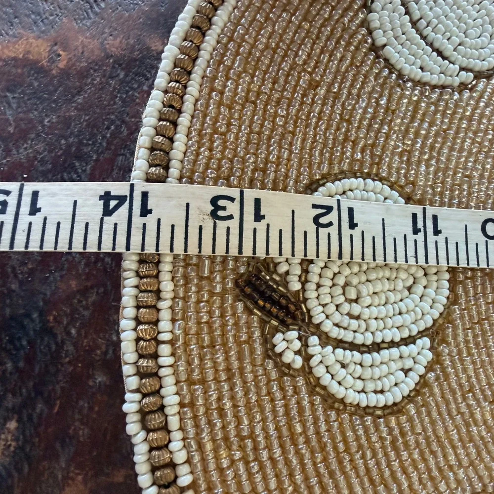 India Beaded Placemats Set of 6 Gold White New Pumpkin Harvest Fall Cottagecore